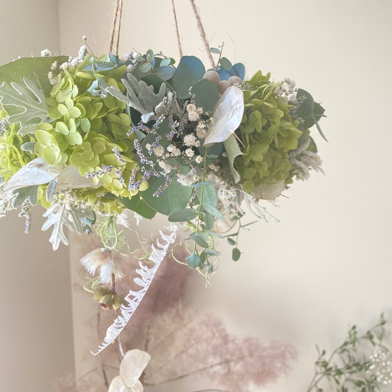 夏のフライングリース 空にふんわり浮かぶ、アナベル ユーカリ