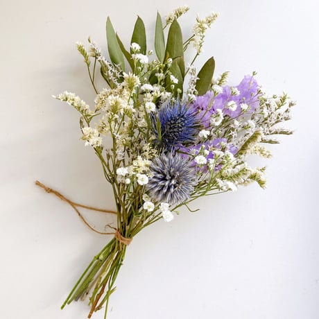 ドライフラワー White&Blue スワッグ ミニブーケ 花束