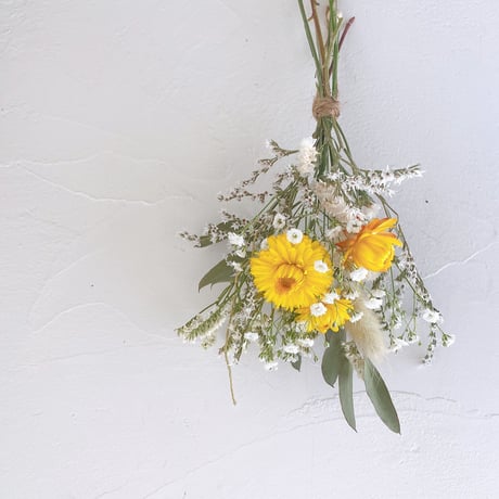 ドライフラワー スワッグ ブーケ White&yellow 花束