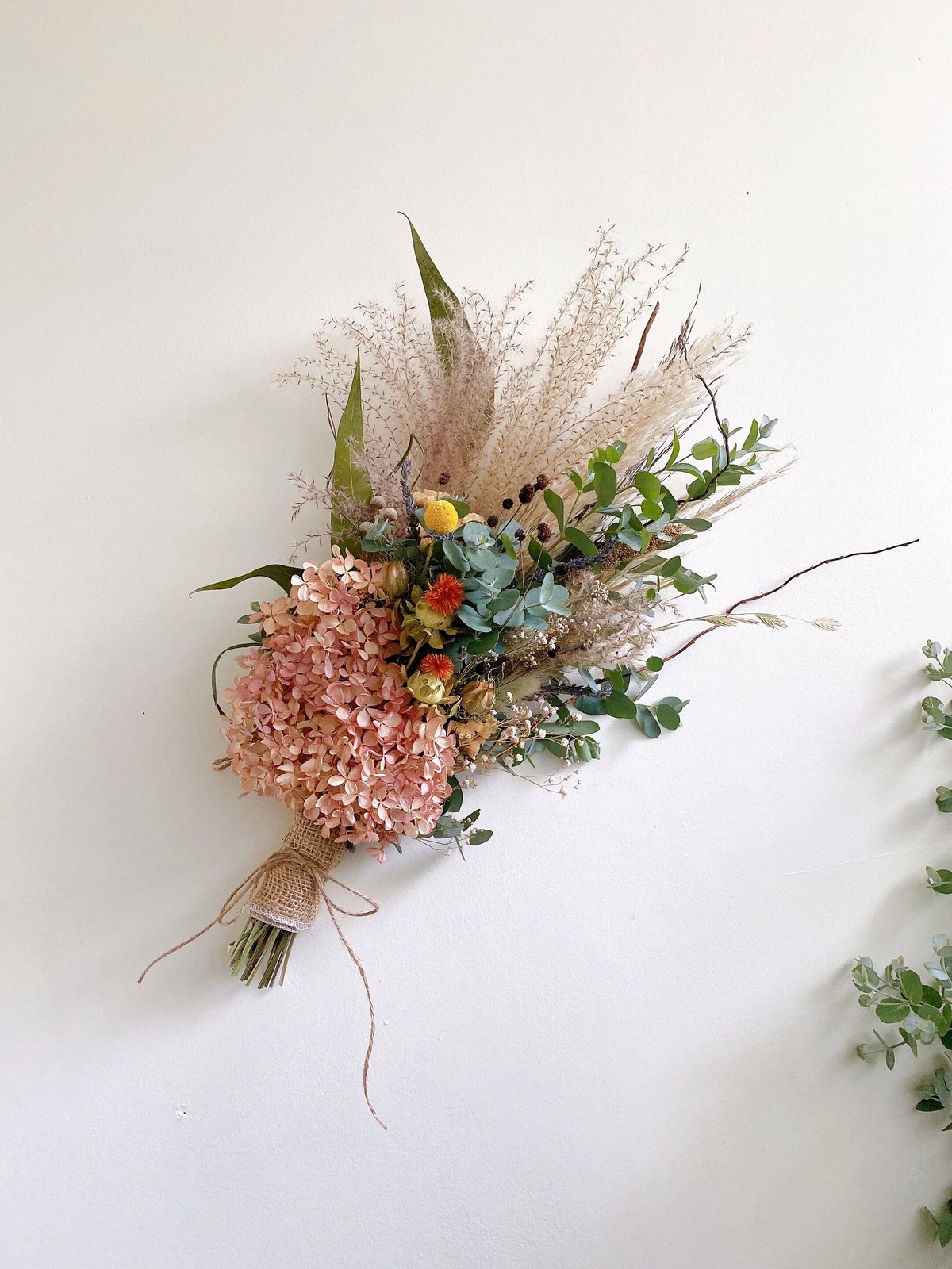 ドライフラワー 水無月紫陽花 パンパスグラス 秋色スワッグ