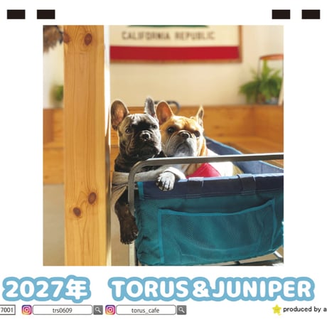 【予約販売】 トーラスとジュニパー フレンチブルドッグ 犬 2027年 卓上 カレンダー TC27035