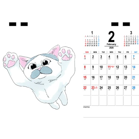【予約販売】 にごたろ 猫 2026年 卓上 カレンダー TC26224