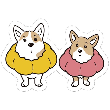 【予約販売】 コーギー犬 ノエル&モナ 犬 ステッカー 3枚セット SU023NN