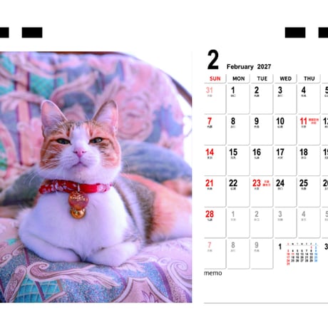 【予約販売】 小雪ちゃん 猫 2027年 卓上 カレンダー TC27009