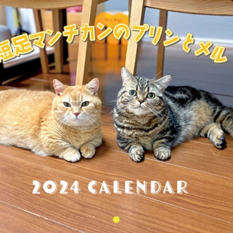 【予約販売】 短足猫 マンチカンのプリンとメル 2024年 壁掛け カレンダー KK24117