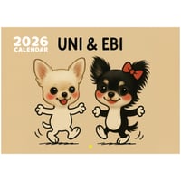 【予約販売】 チワワのUNI＆EBI 犬 2026年 壁掛けカレンダー KK26117