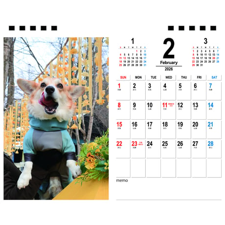 【予約販売】 初めてのコーギー 犬 2026年 卓上カレンダー TA26179