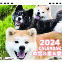 【予約販売】 秋田犬の吹雪＆星＆星蘭 2024年 卓上 カレンダー TC24248
