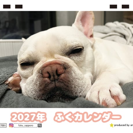 【予約販売】 ふく フレンチブルドッグ 犬 2027年 卓上 カレンダー TC27022
