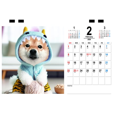 【予約販売】 柴犬 豆柴のちくわ＆がんも 2026年 卓上カレンダー TC26276