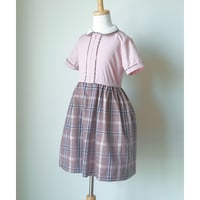 チェック柄（ピンク）前開きワンピース