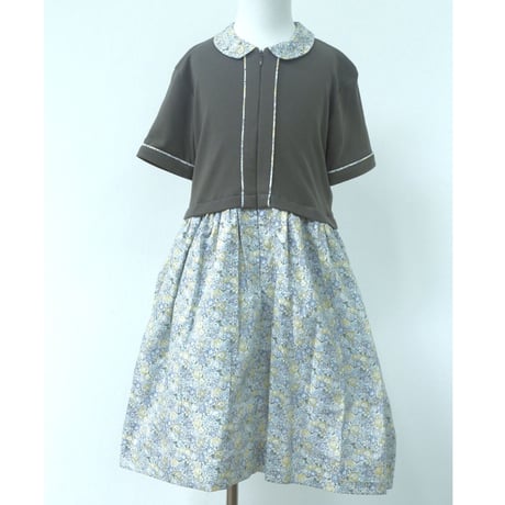 リバティ(ミシェル　イエロー) 前開きワンピース
