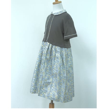 リバティ(ミシェル　イエロー) 前開きワンピース