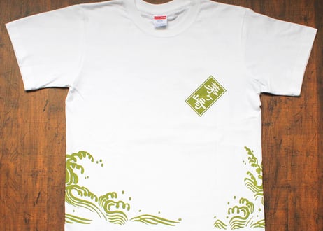 「茅ヶ崎Tシャツ」田村屋オリジナルデザイン　白×カーキ（送料込み）（商品コード：TA190047）