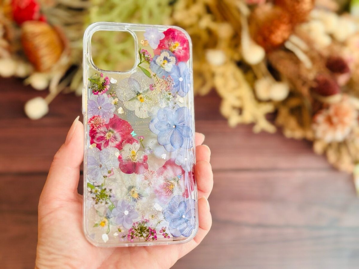 005…押し花 ケース オーダー iPhone・スマホ iPhoneケース スマホケース ハンドメイド 押し花スマホケース