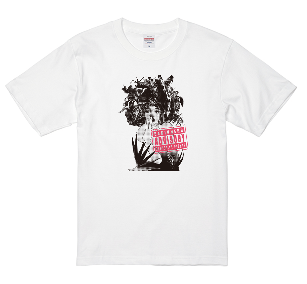 ADVISORY_Tシャツ/ネオンピンク【ボディ白×プリント黒＆ネオンピンク