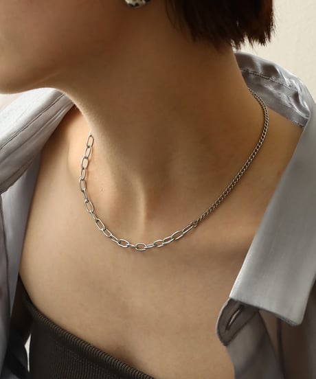 金属アレルギー対応 ミックスチェーンデザインネックレス サージカルステンレス swn10105ogg