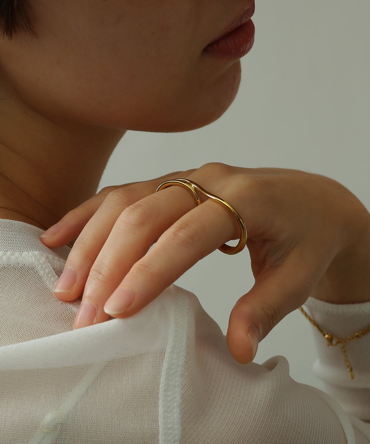 金属アレルギー対応 ニュアンスダブルフィンガーリング