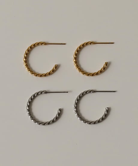 金属アレルギー対応 スクリューカットフープピアス 20ｍｍ 両耳用 サージカルステンレスswp07065ogg