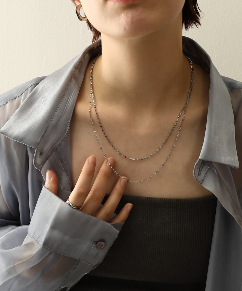 金属アレルギー対応 ダブルラインチェーンネックレス サージカル