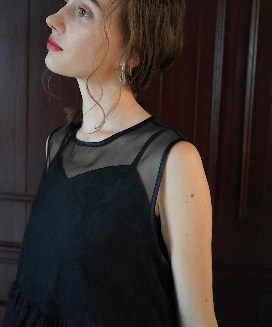 sheer vest camisole one-piece | Acka.| エーシーケーエー sheer vest camisole one-piece | Acka.| エーシーケーエー