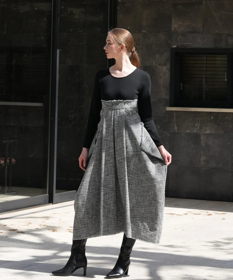 ワンピース acka docking tweed cocoon onepiece acka docking tweed cocoon one-piece