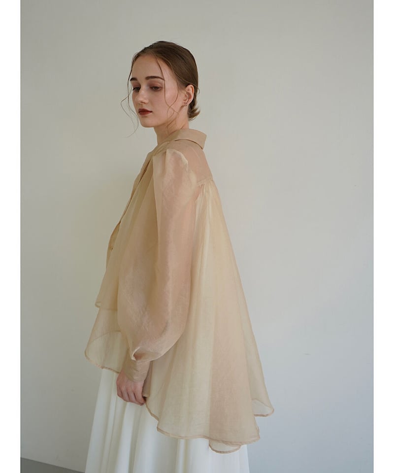 Acka  puff sheer shirt ( beige )