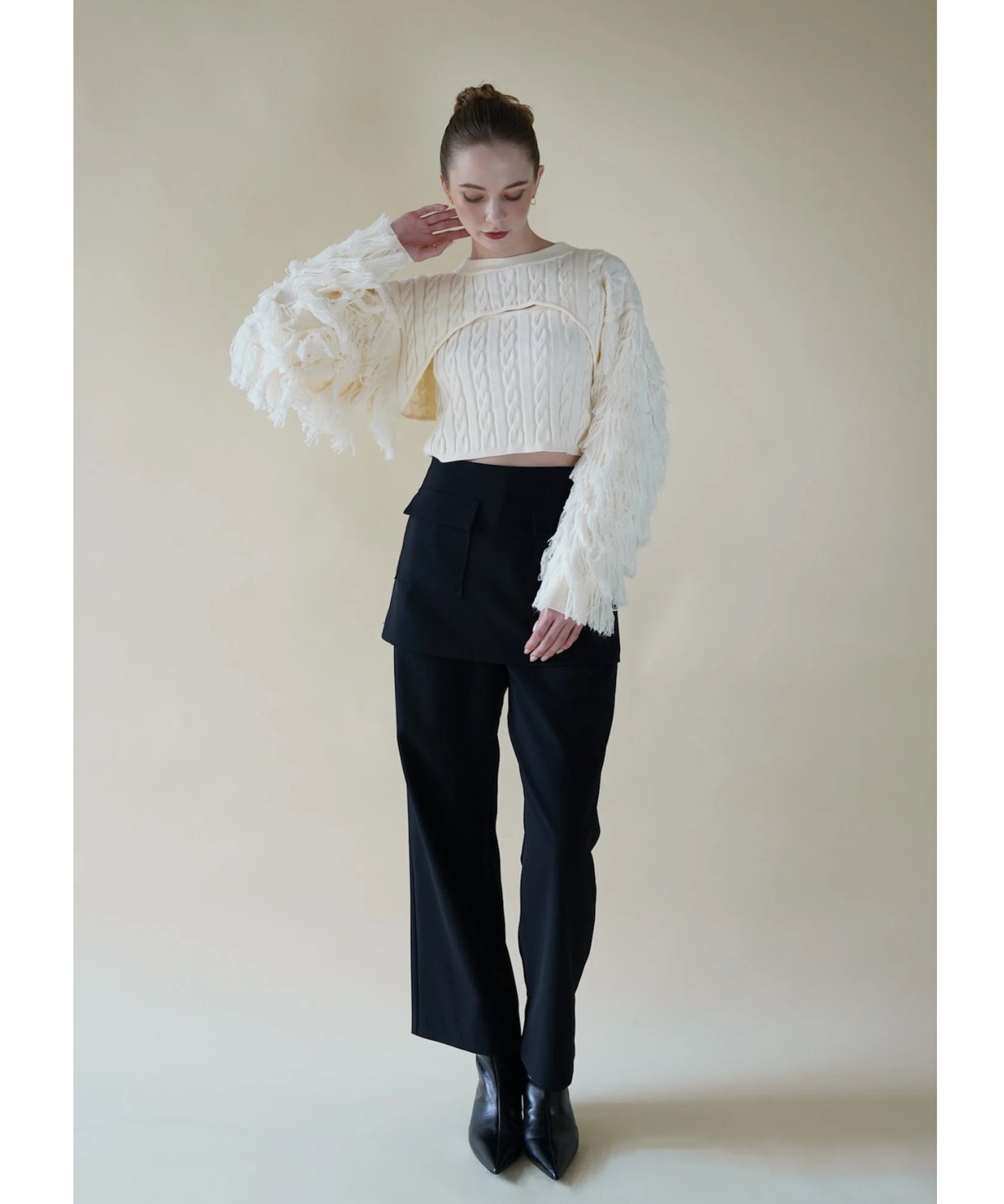 トップス Acka fringe short knit Acka fringe short knit