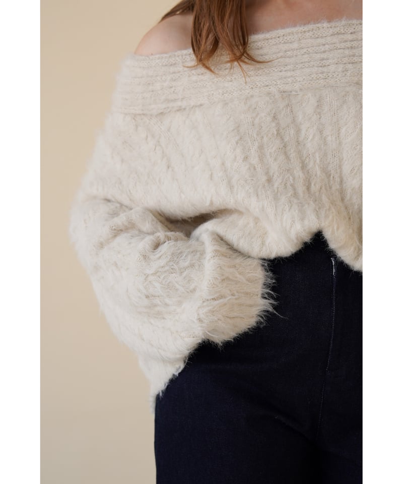 acka off shoulder knit オフショルニット