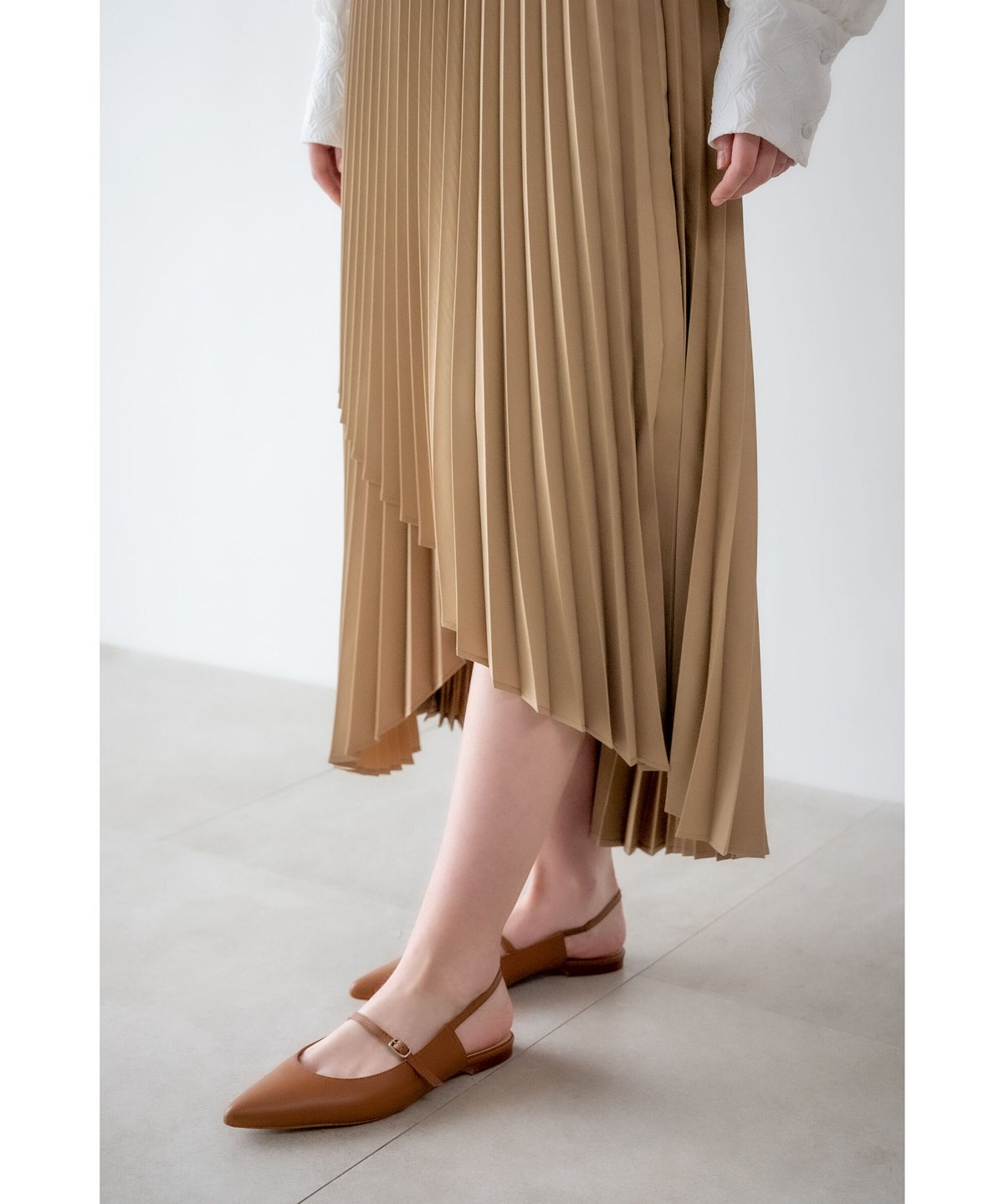 Acka tiered pleats skirt（camel）