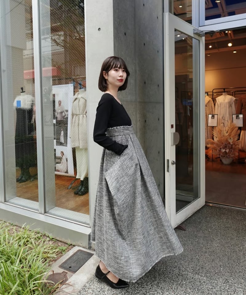ワンピース acka docking tweed cocoon onepiece acka docking tweed cocoon one-piece