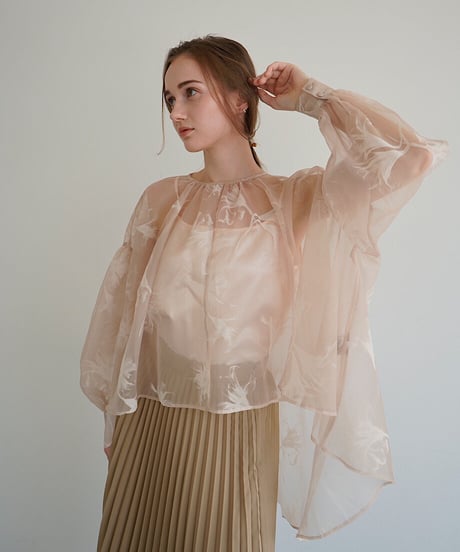 sheer over flare blouse