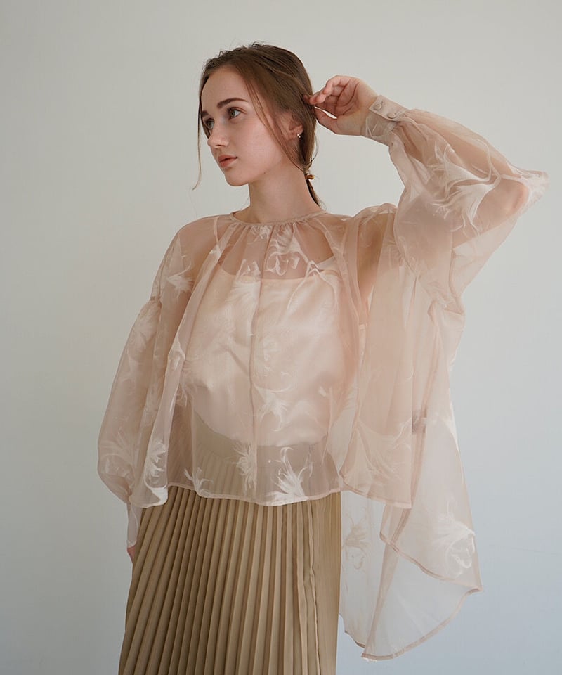 sheer over flare blouse(ivory) | 【Acka.】エーシーケーエ...