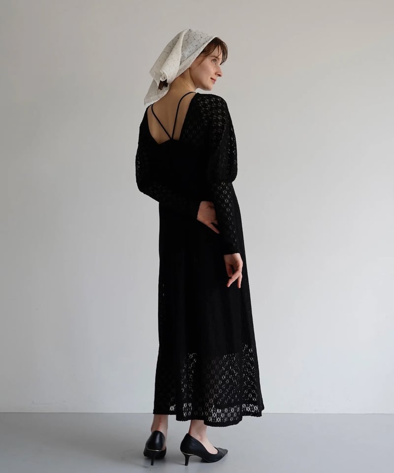 acka. レースワンピース(lace one-piece) ブラック F Acka. フラワー