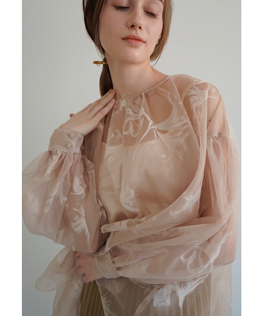 Acka sheer over flare blouse  ivory