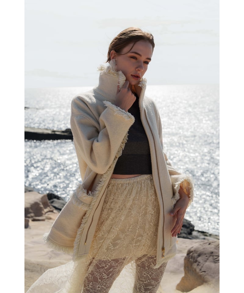 stand collar fringe coat | Acka.| エーシーケーエー|公式オン stand collar fringe coat | Acka.| エーシーケーエー|公式オン