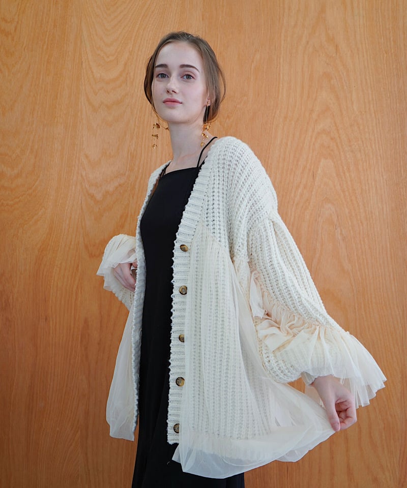 tulle knit cardigan（ivory） | 【Acka.】エーシーケーエー｜公式...