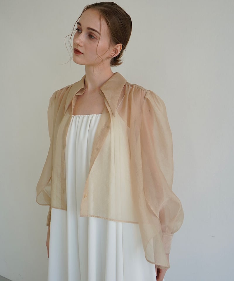 Acka  puff sheer shirt ( beige )