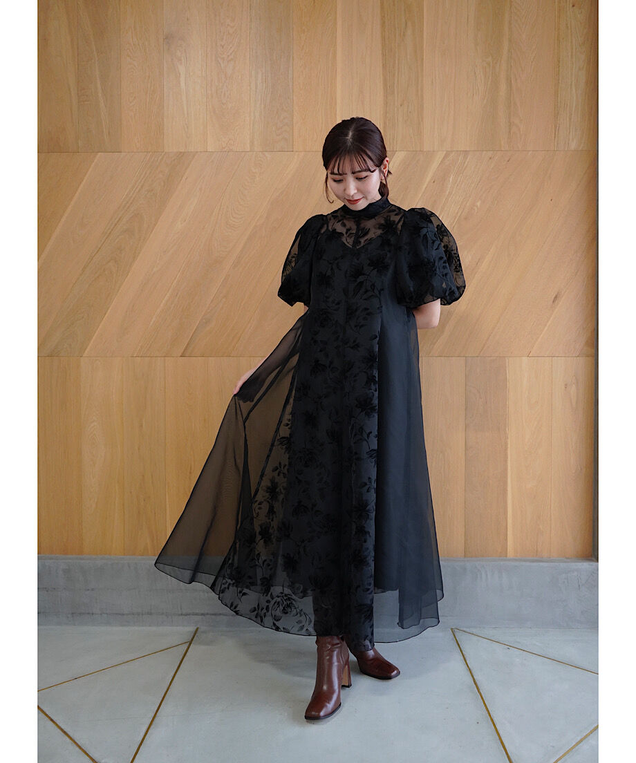 puffy sheer flower dress | Acka.｜ エーシーケーエー｜公式オン