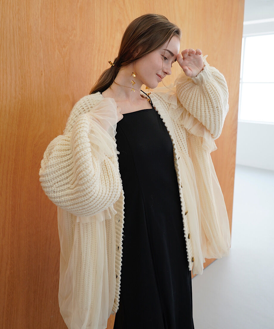 tulle knit cardigan（ivory） | 【Acka.】エーシーケーエー｜公式...