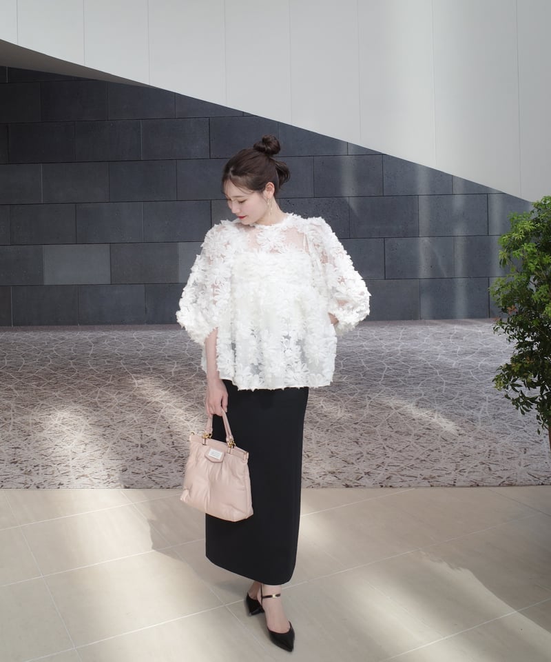 新品未開封】Acka/flower peplum blouse/ホワイト