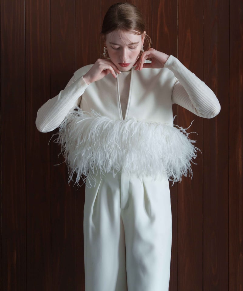 feather short vest