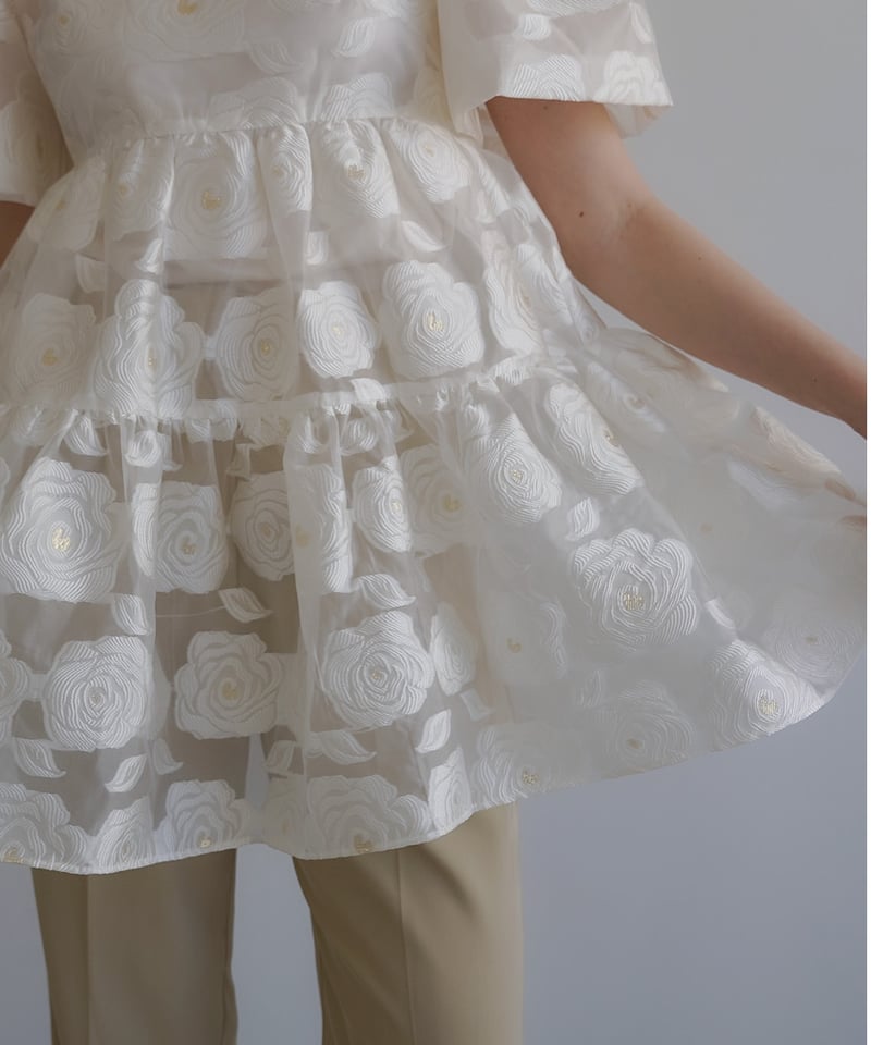 sheer flower jacquard blouse | Acka.｜ エーシーケーエー｜