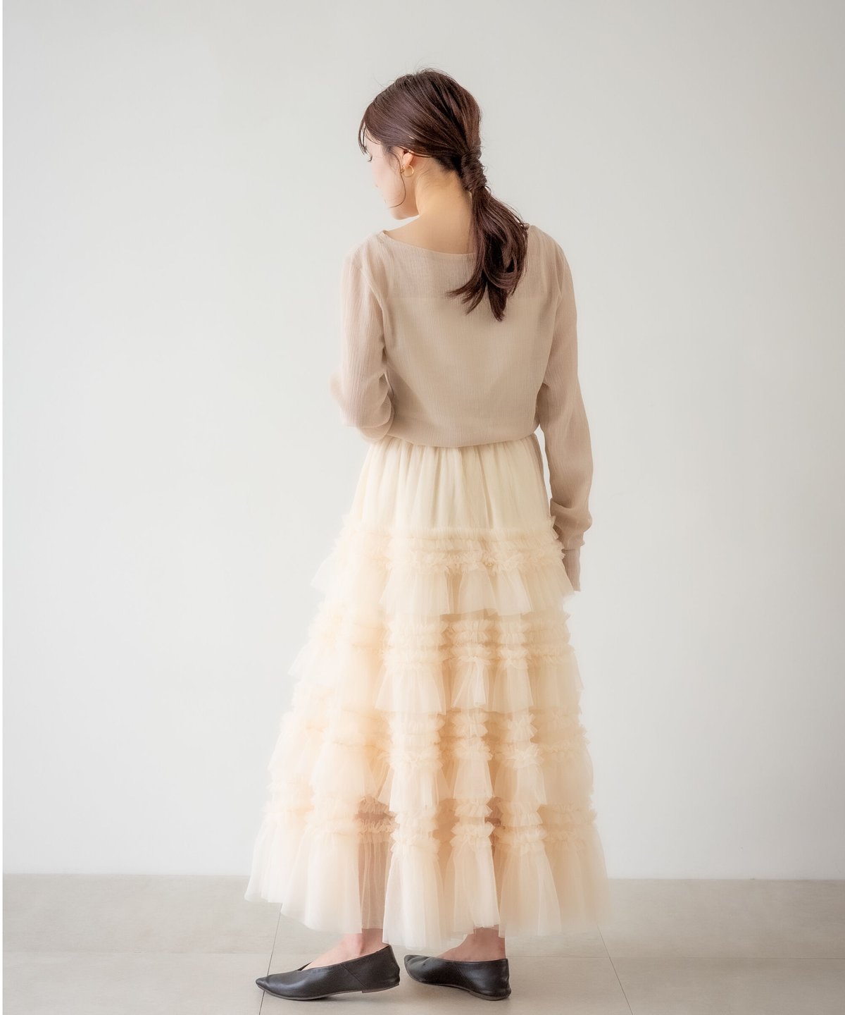 即日発送】Acka. tulle long skirt ブラック Acka tulle long skirt