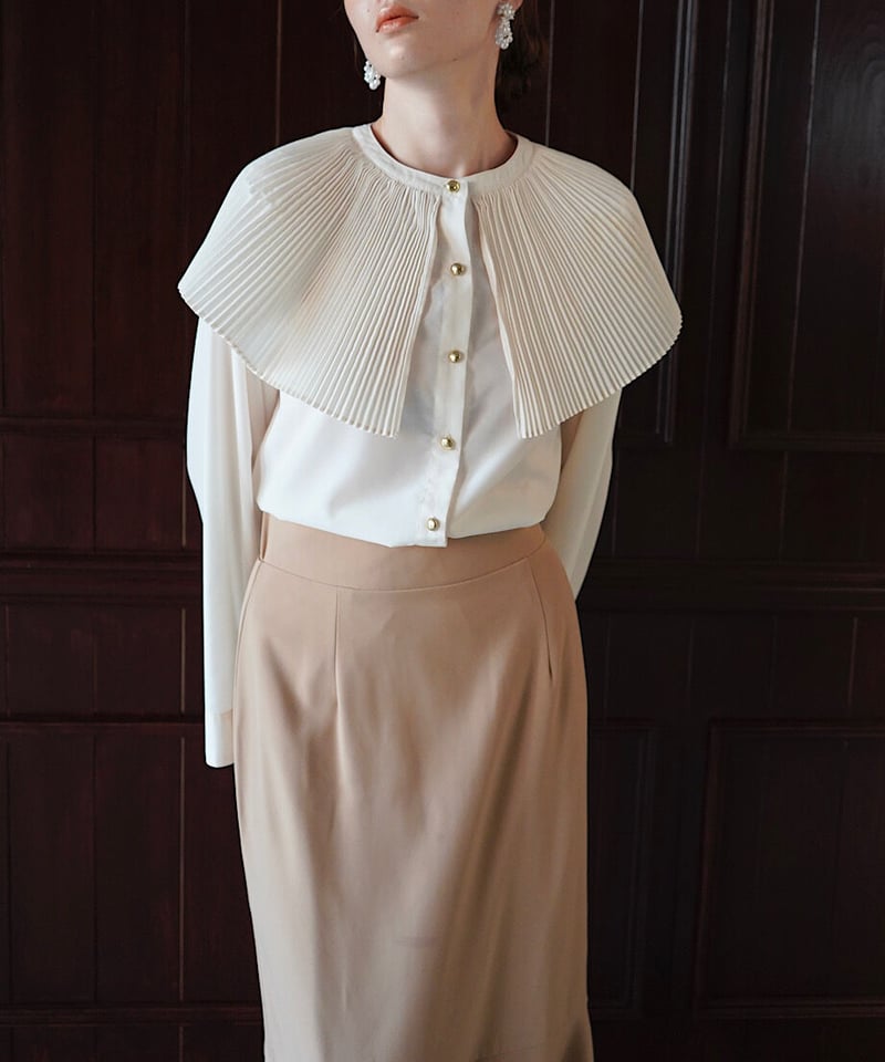 acka♡pleats blouse プリーツブラウス ベージュ