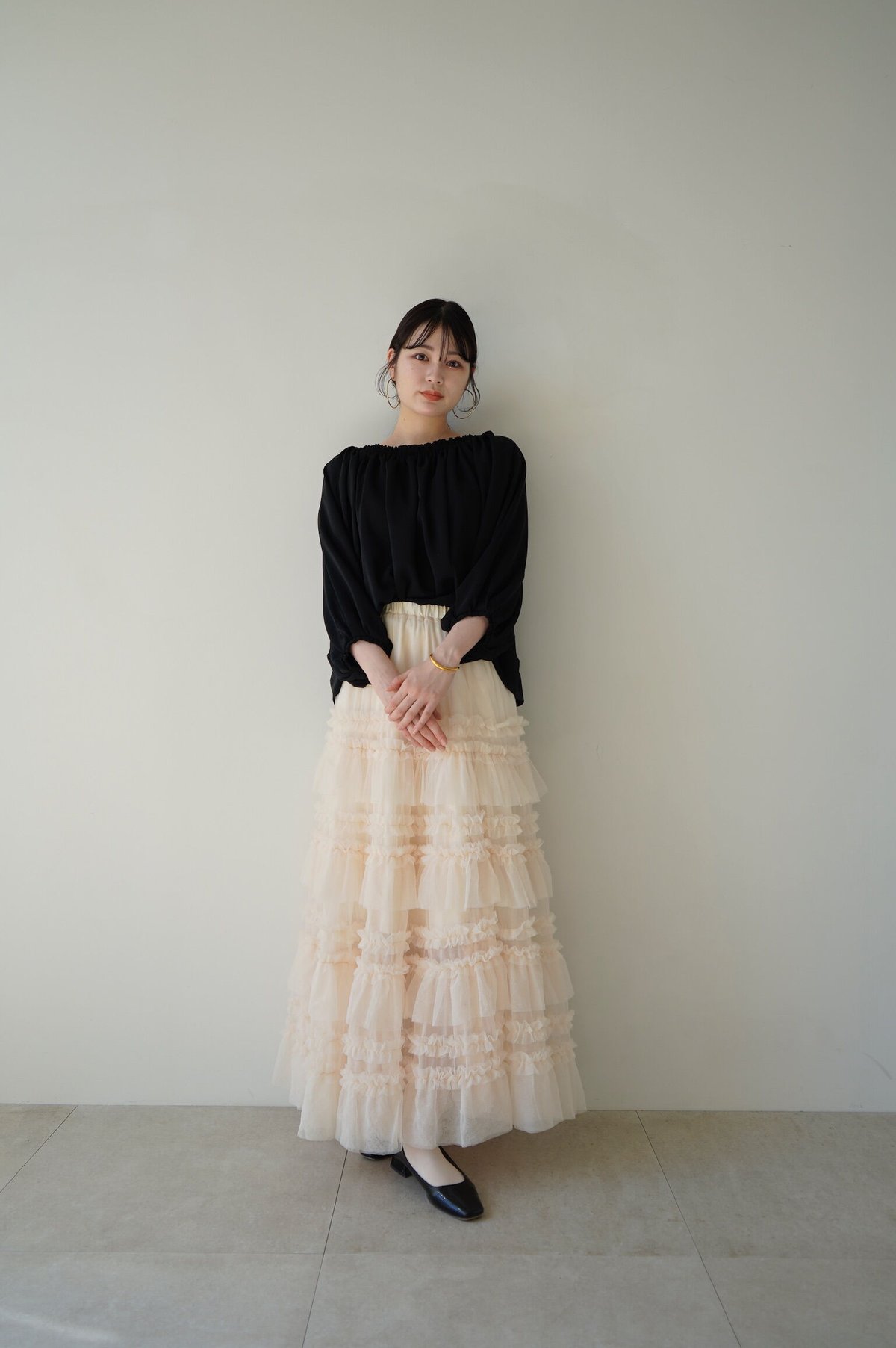 acka tulle long skirt (ivory)