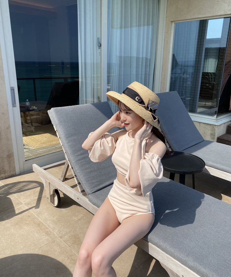 balloon sleeve swim wear Acka.水着　M balloon sleeve swim wear Acka.水着 M