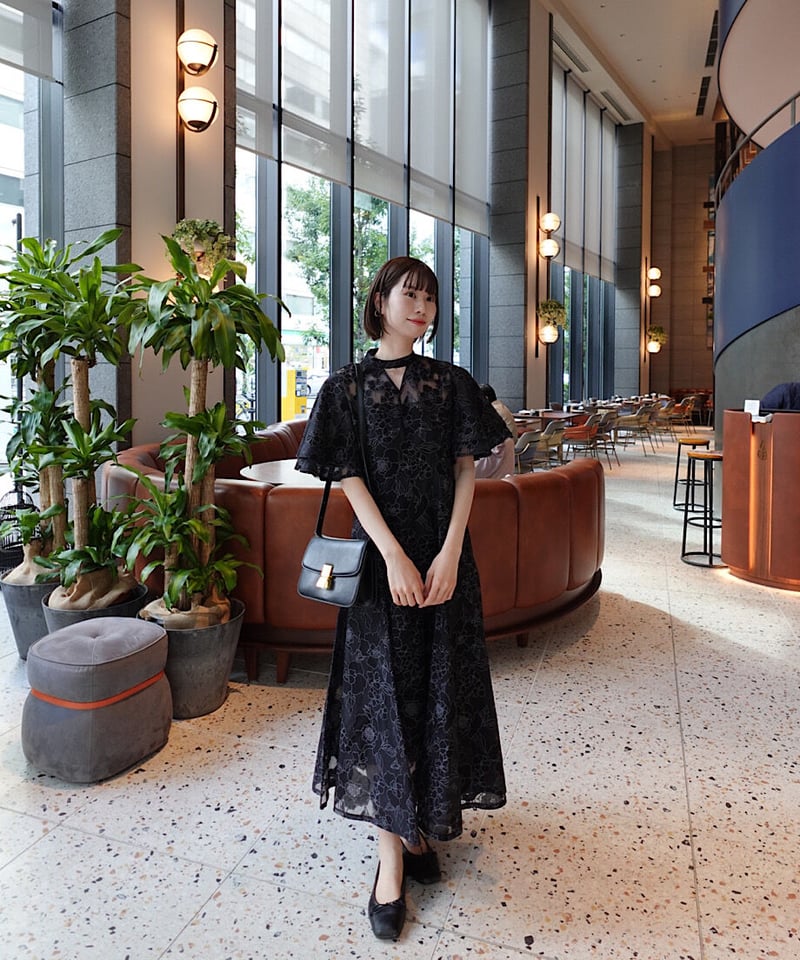 all sheer flower dress（black navy） | 【Acka.】エーシ...