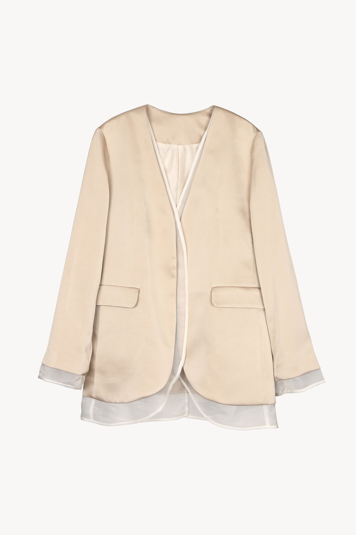 Acka. glossy no collar jacket