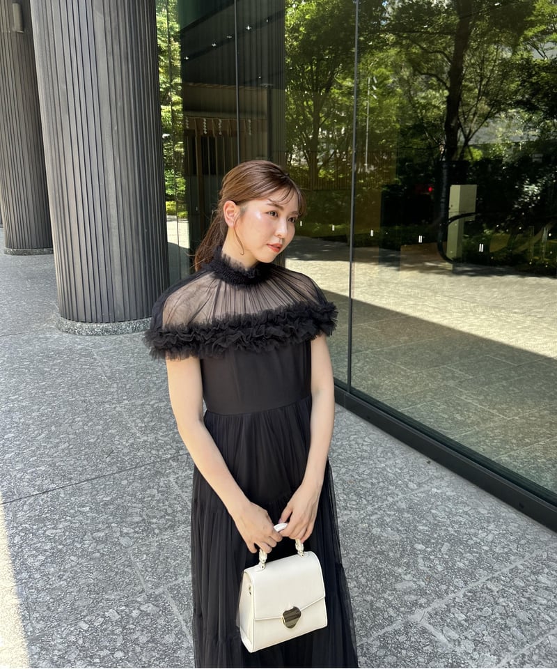 sheer shoulder dress（black） | 【Acka.】エーシーケーエー｜公